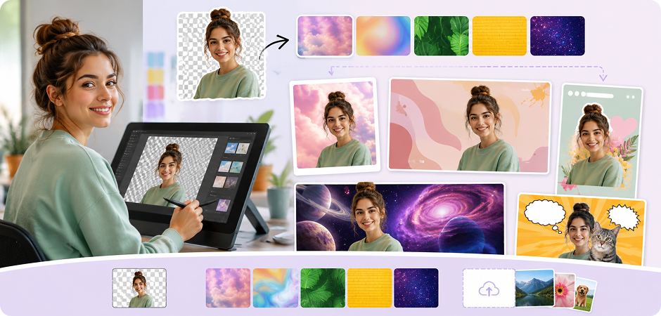 add background to photo for memes posters and custom visuals