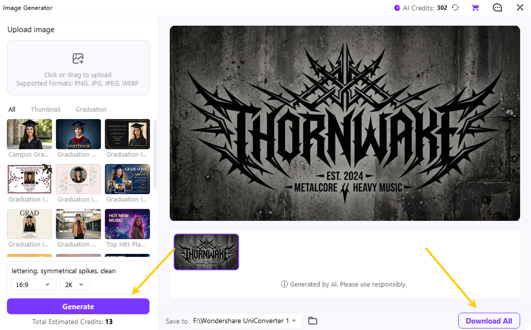 preview refine and export black metal logo