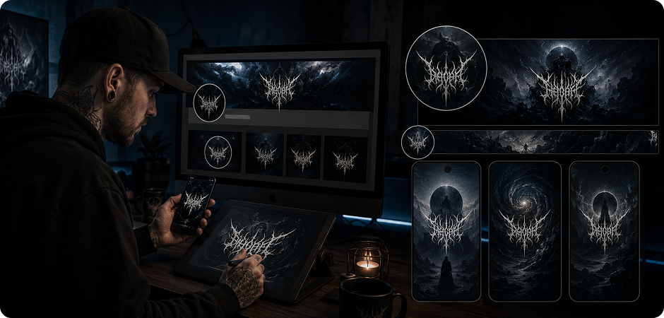 black metal logo creator for social banners