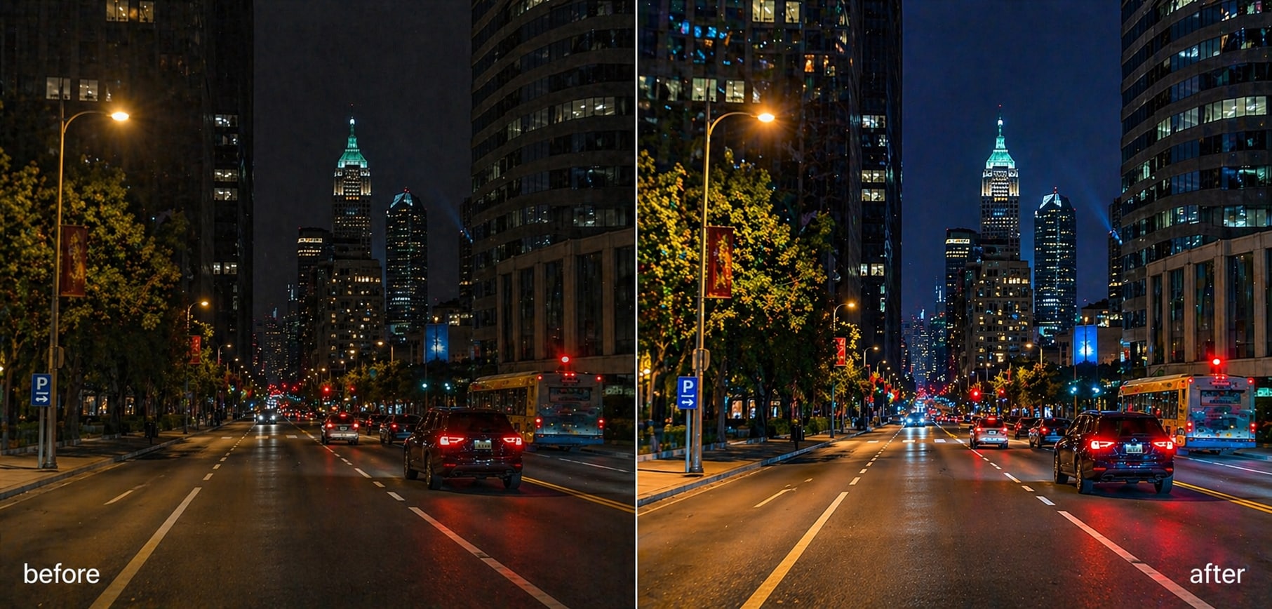 brighten night street videos with ai