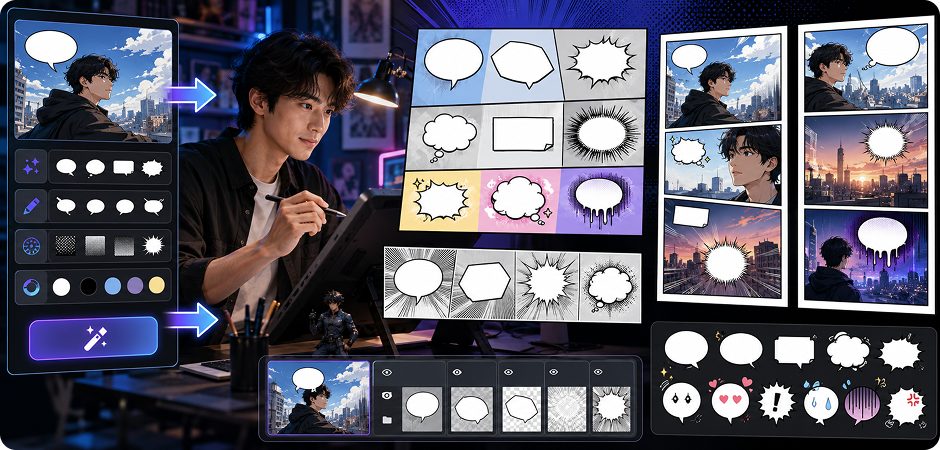 comic bubble creator for comics manga and webtoon panels
