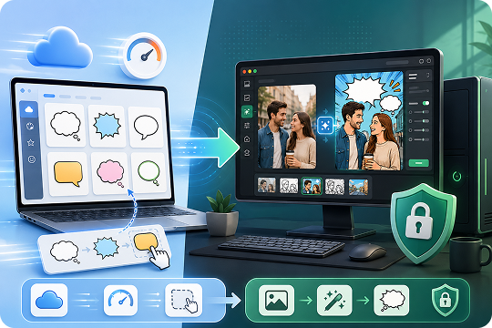 online text bubble maker and desktop ai workflow