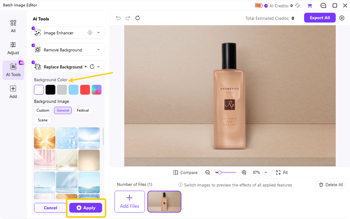 ai changes photo background to white