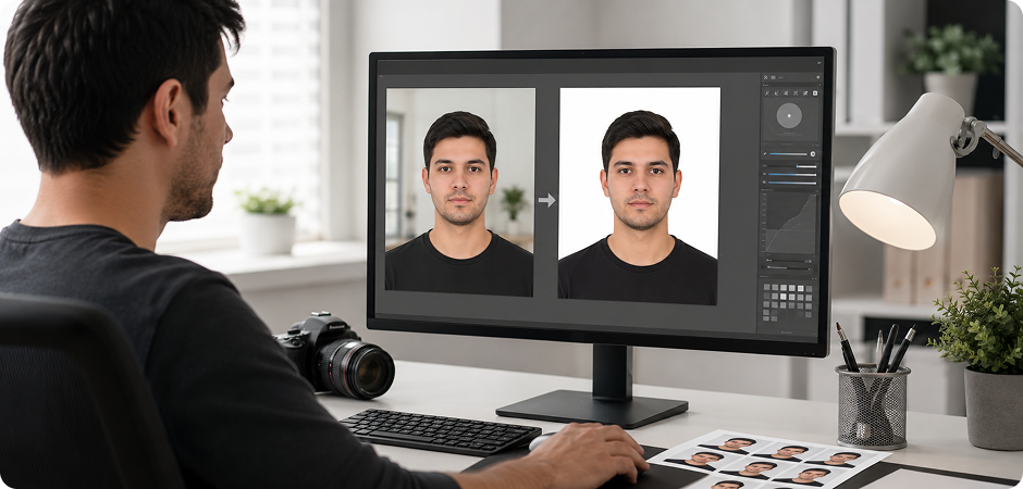 whiten passport and id photo backgrounds