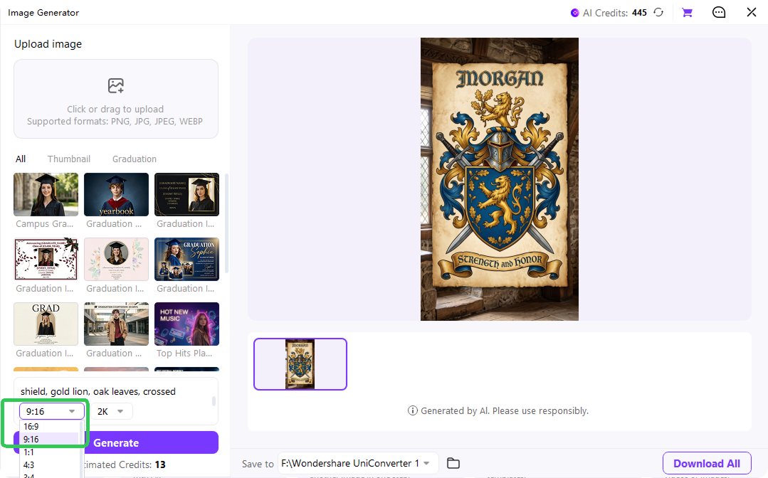 add a detailed family crest prompt