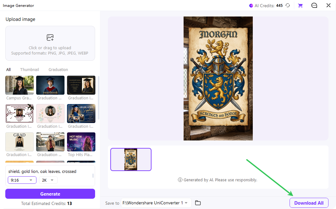 preview refine and export coat of arms