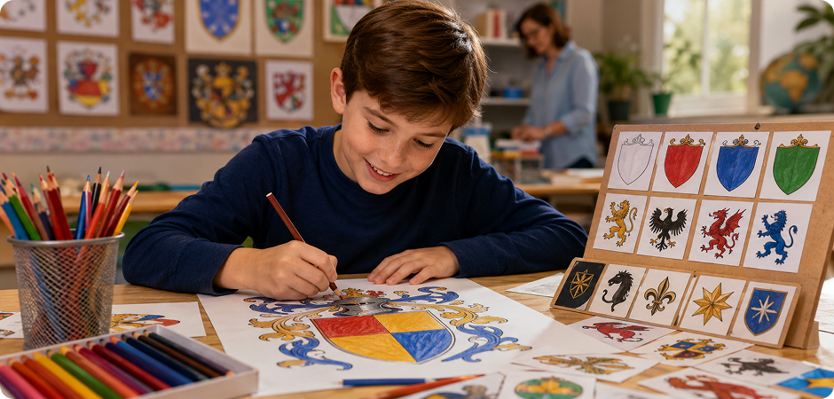 free family crest maker for kids heraldry projects