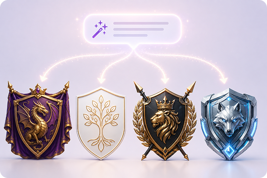 prompt based heraldic and modern crest styles