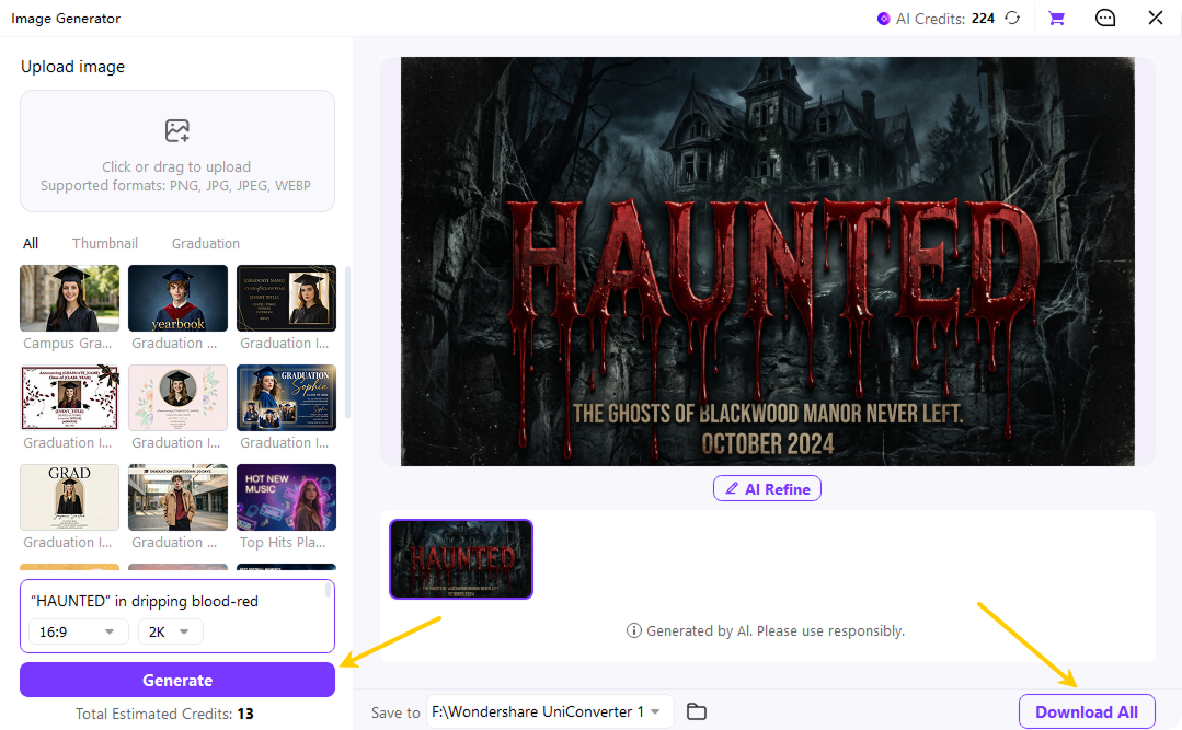 generate and download creepy text PNG