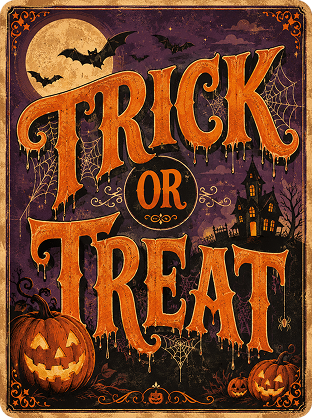 Halloween party poster creepy text prompt