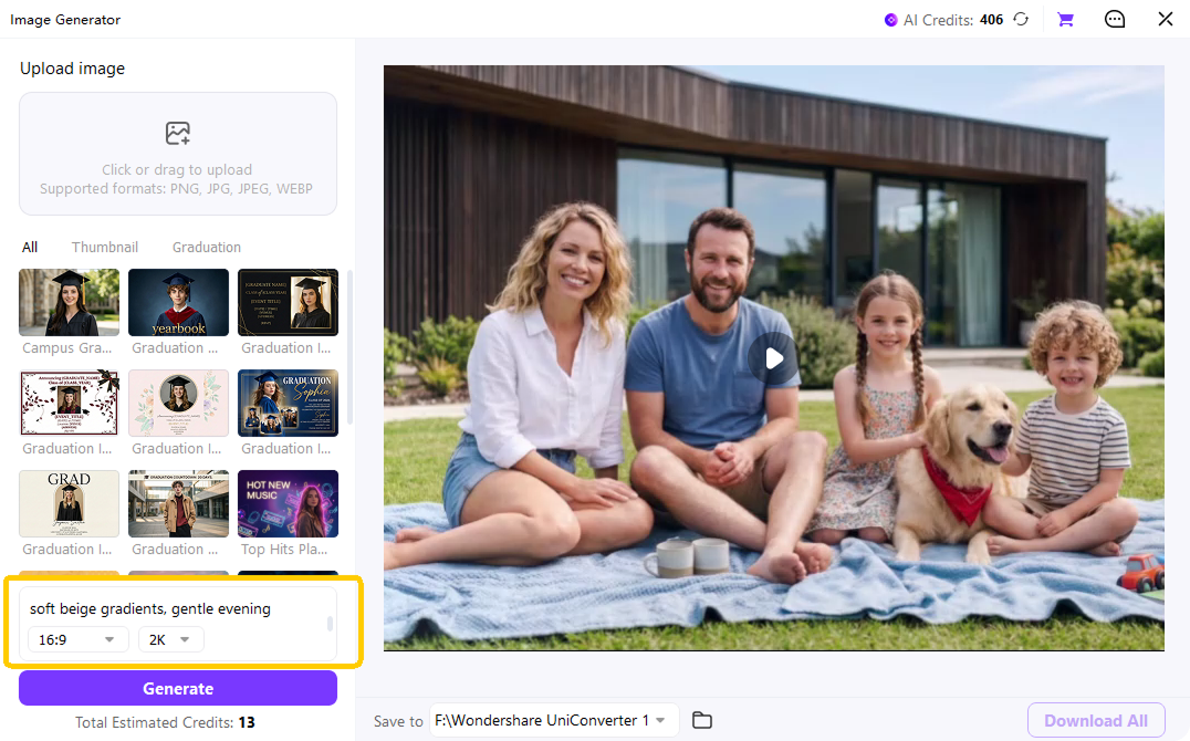 choose an aspect ratio and generate a discord banner with ai