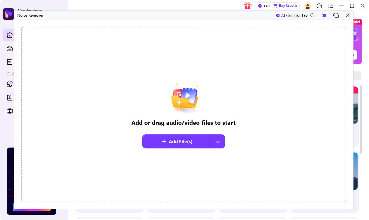 upload or import audio or video file into echo remover