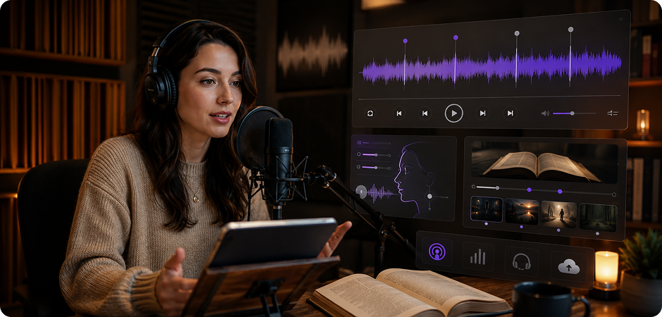 female voice over generator for podcasts and audiobooks
