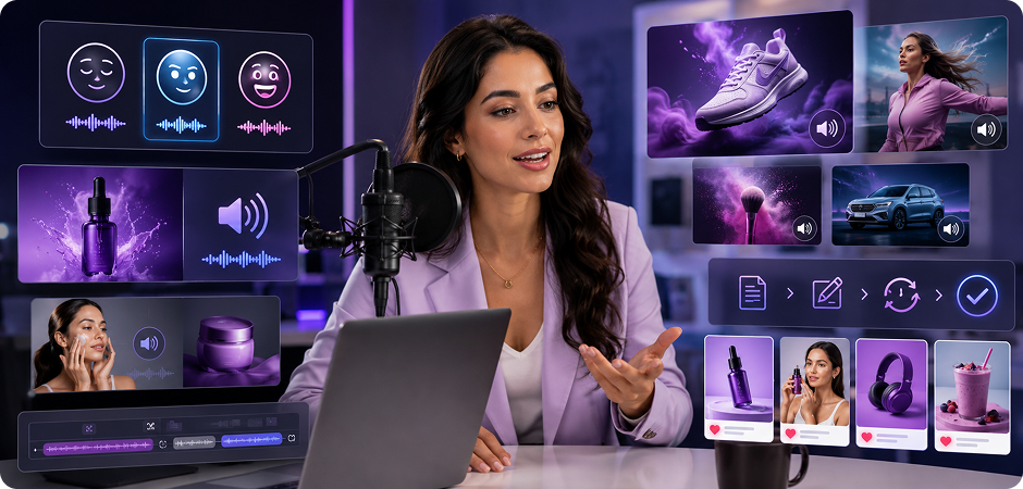 professional female voice generator for ads and brand voiceovers