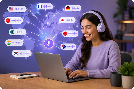 multilingual woman voice generator across 13 languages