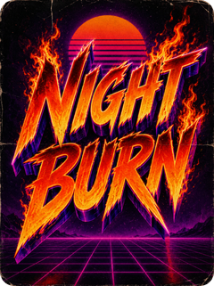 retro 80s fire text effect with neon overlay