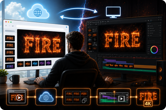 online and desktop fire text generator workflow