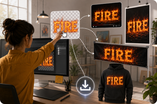 transparent png fire text export