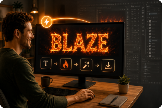 burning text generator without photoshop