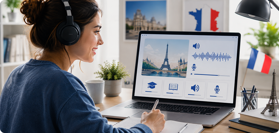 e-learning with french text to voice