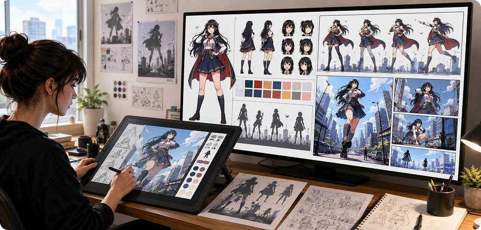 ai giantess characters for webcomics and manga