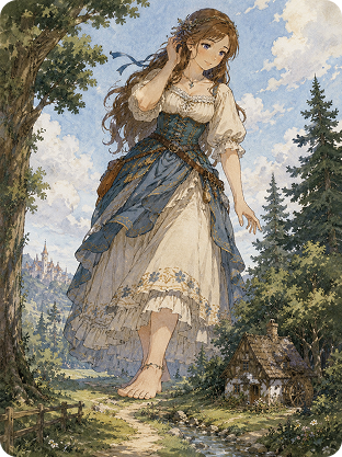 hand-drawn anime storybook giantess prompt example