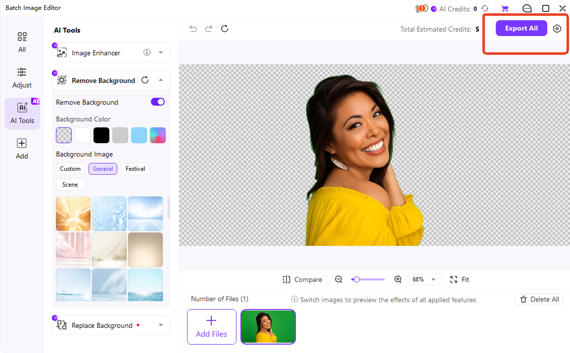 export transparent png after green screen removal