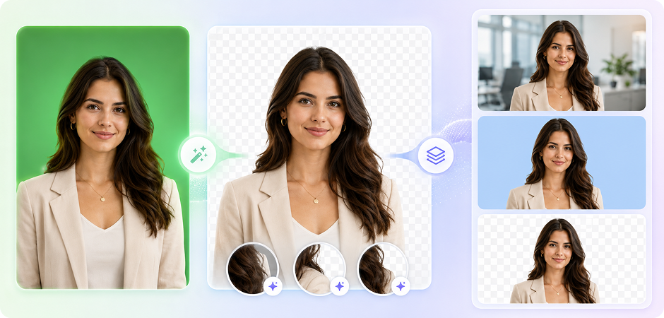 green screen photo editor for studio headshots and portraits
