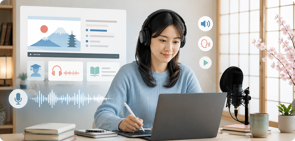 Japanese text to voice for training and learning content