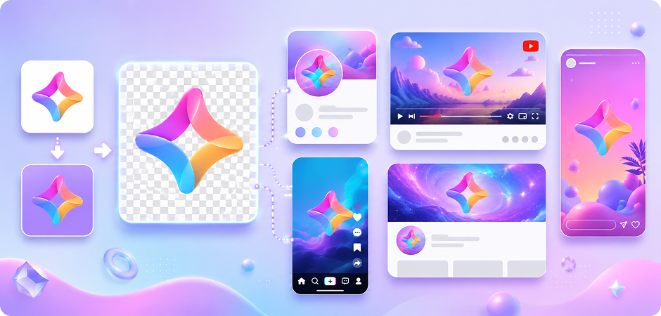 use transparent png logos for social media profiles and content