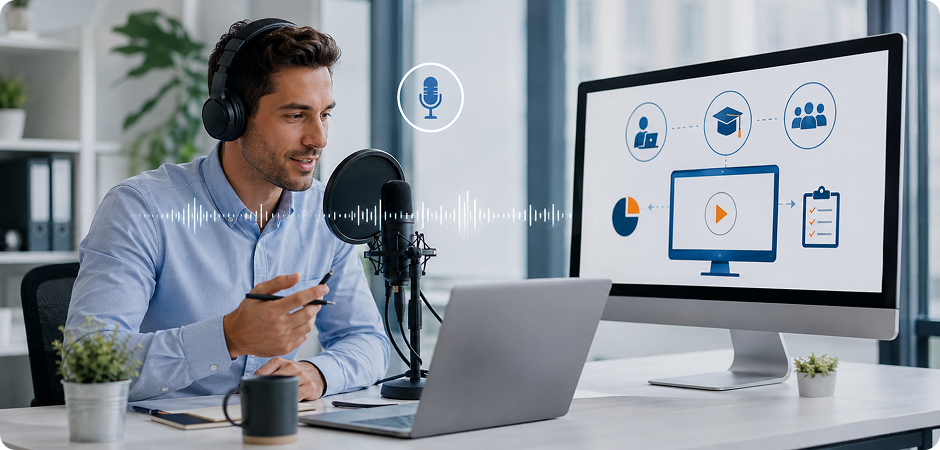 male text to speech for e-learning and corporate training