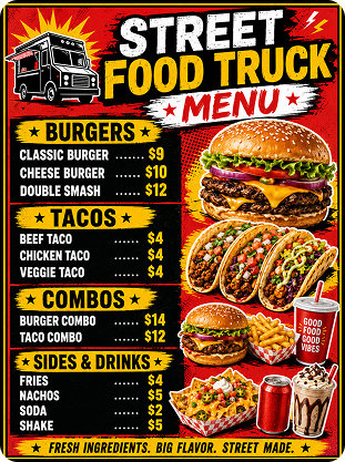 street food truck menu prompt