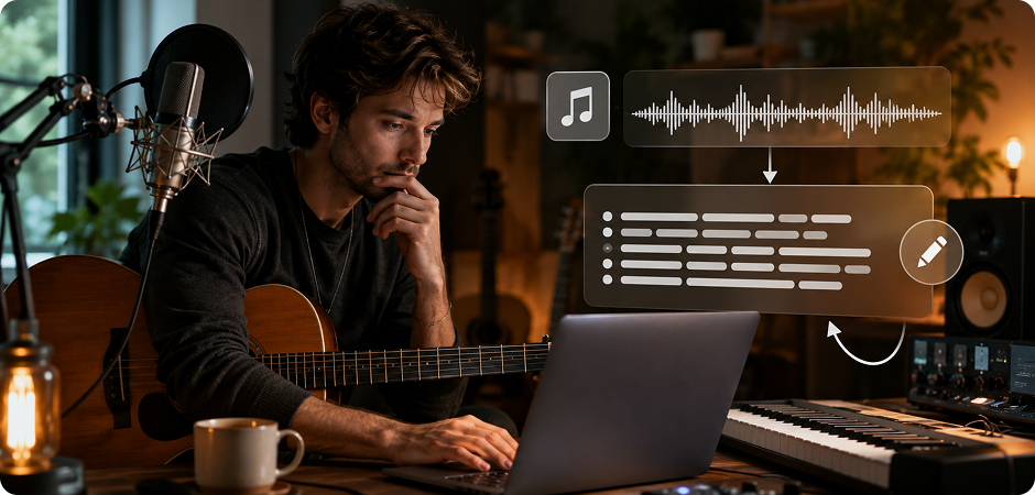 musicians and songwriters turning mp3 to lyrics drafts