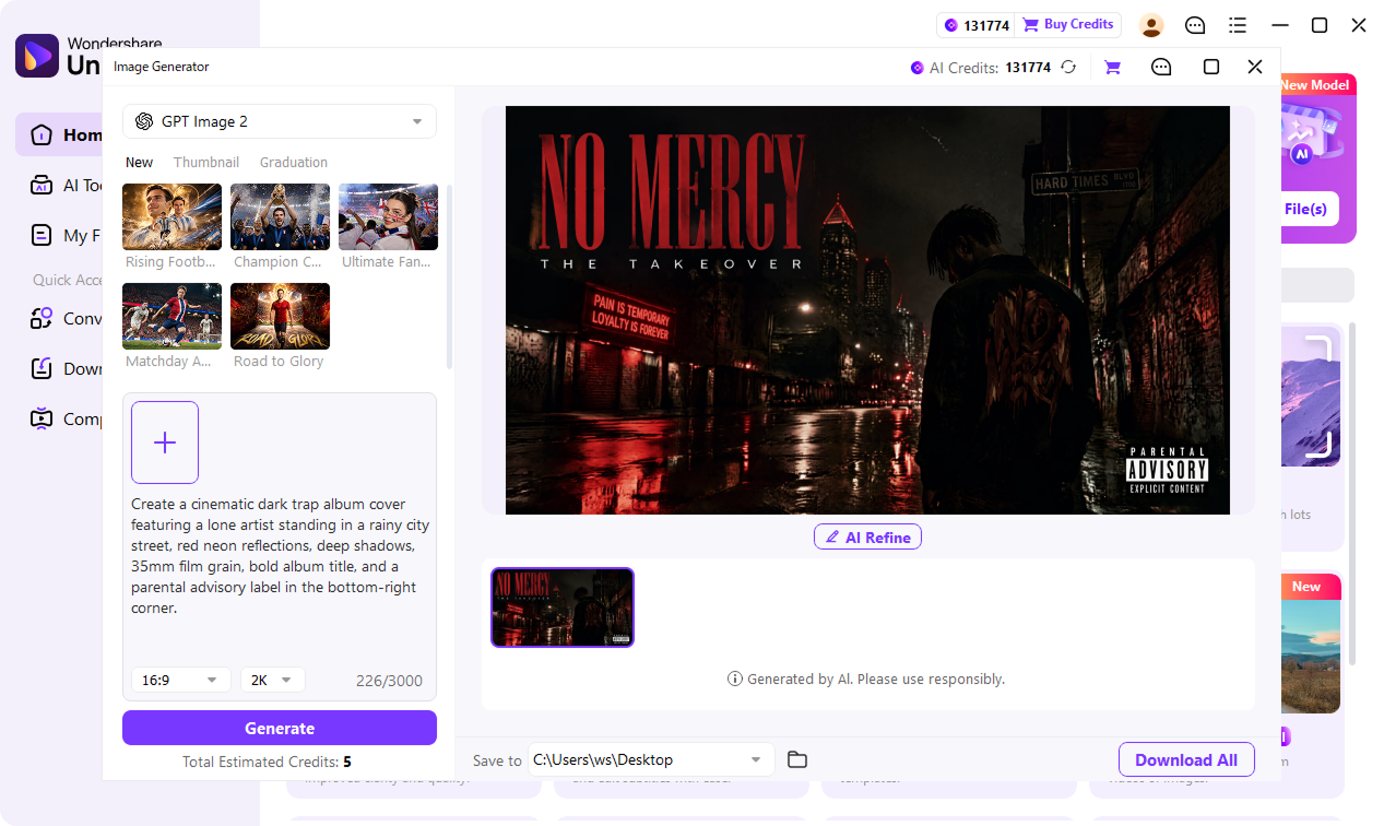 generate preview and download the finished parental advisory album cover