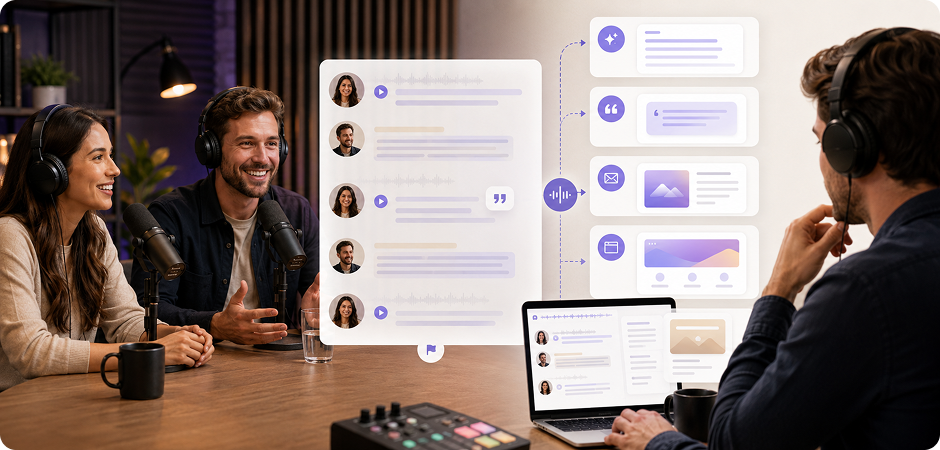 podcasters create show notes from podcast transcripts