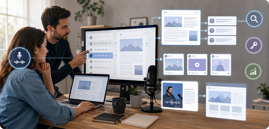 seo marketers repurpose podcast transcripts into blog posts