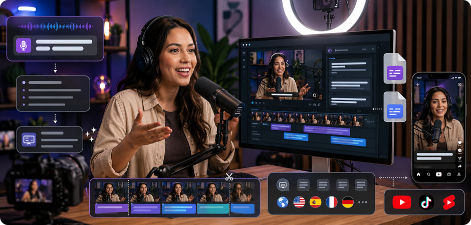 video podcasters generate podcast subtitles from transcripts