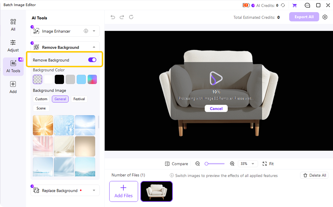ai removes black background from image