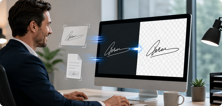 turn scanned signature black background into transparent png