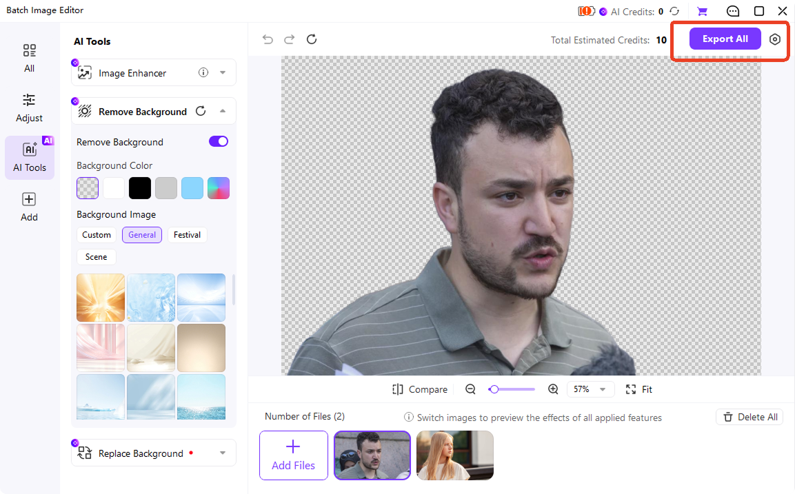 preview and export transparent image