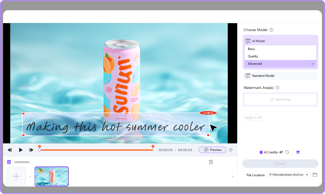 select text area and choose ai model on desktop