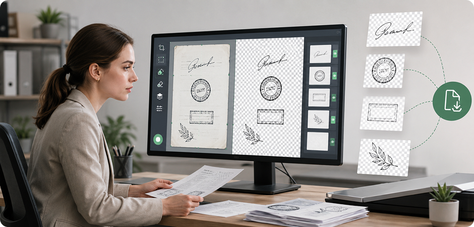 remove white background from signatures and scanned documents