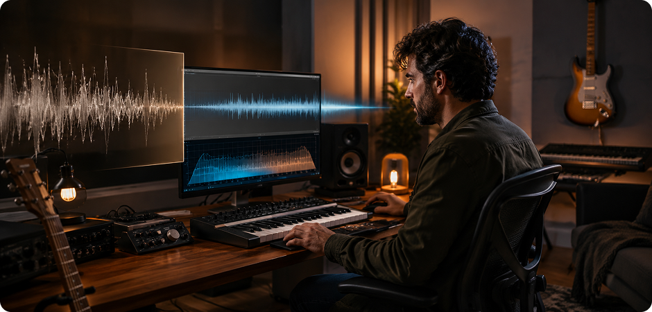 ai de-reverb tool for music demos and home studio takes