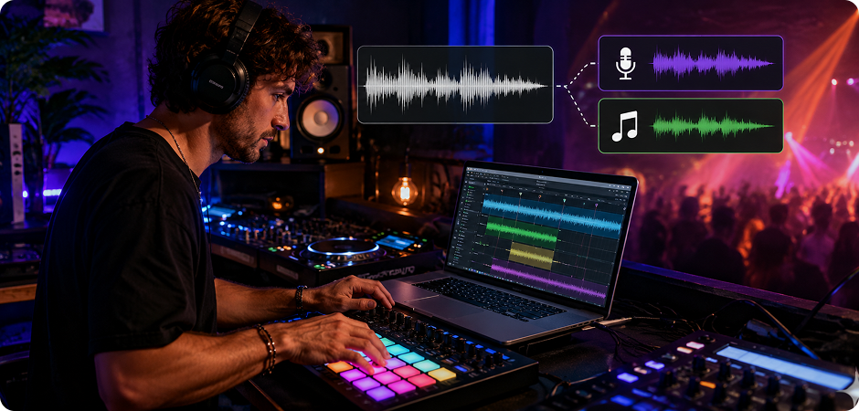 ai vocal splitter for remixes mashups and live sets