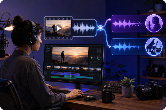 ai audio splitter for songs and video files
