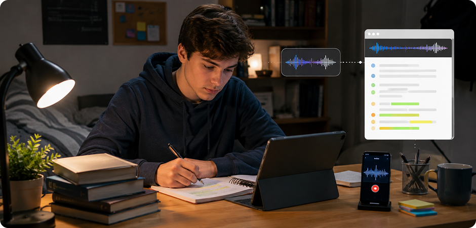 students turn lecture voice memos into study notes
