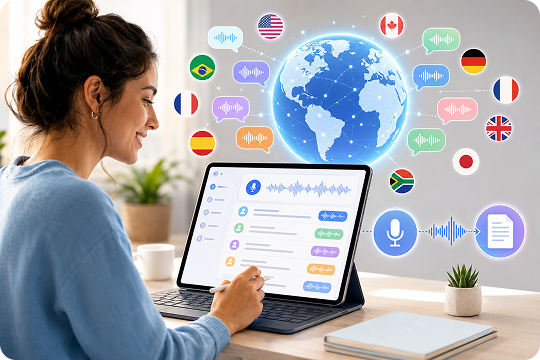 voice memo transcription in 20 plus languages