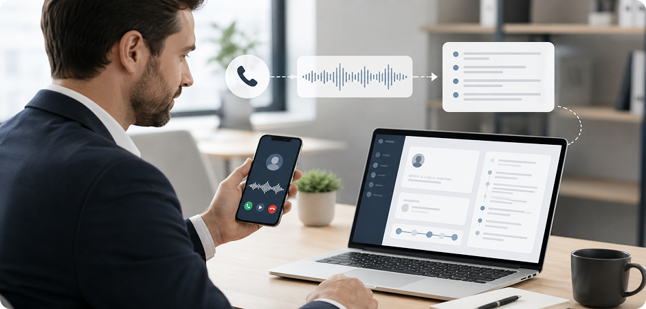 transcribe voicemail to text for crm notes and follow ups