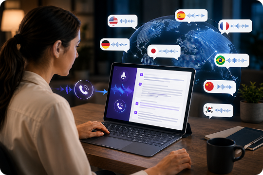 transcribe and translate voicemail to text in 20 plus languages