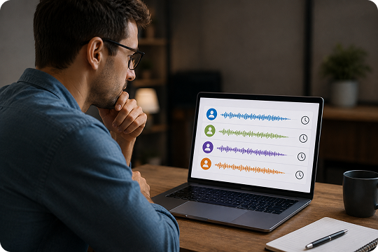 speaker labels and timestamps for multi party voicemails